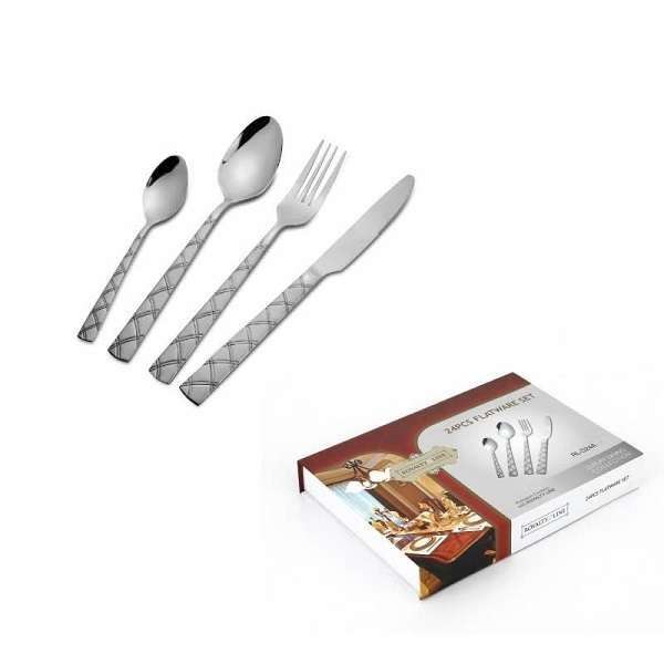 Full Cutlery Sets Royalty Line Premium Silver 24Piece Cutlery Set was sold for R600.00 on 26