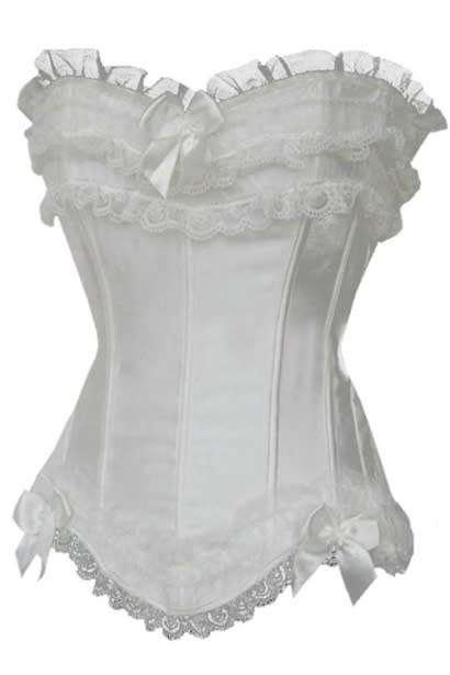 Corsets Bustiers Confection White Satin Corset With Generous Ruched