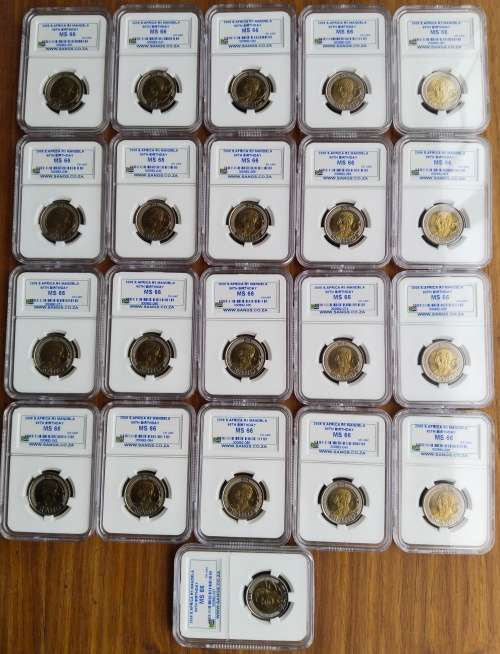 2008 Birthday R5 Mandela 21 X MS66 90TH Birthday R5 Coins One Bid