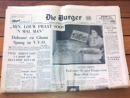 Other Antiques & Collectables - Die Burger koerant - 26 Oktober,1961