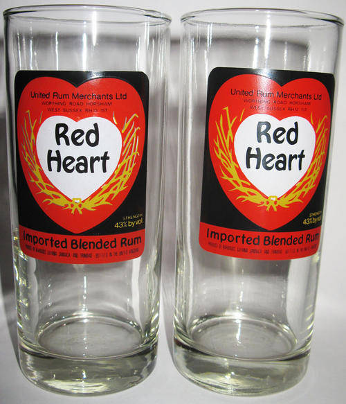 Bar Accessories SET OF RED HEART RUM GLASSES! was sold for R15.00 on