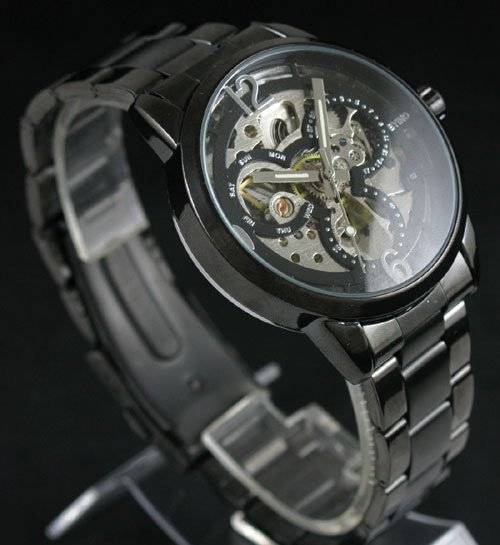 Men's Watches NEW BYINO BLACK SKELETON AUTOMATIC MENS WATCH was sold