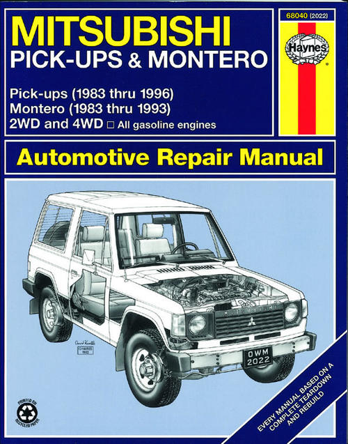 Haynes 68040 Mitsubishi Pick-ups &amp; Montero 1983 to 1996 Repair Manual ...