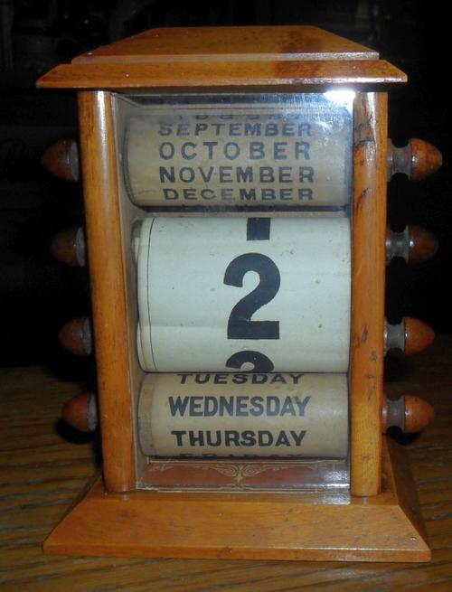 Stationery ANTIQUE PERPETUAL WOODEN DESK CALENDER was sold for R220