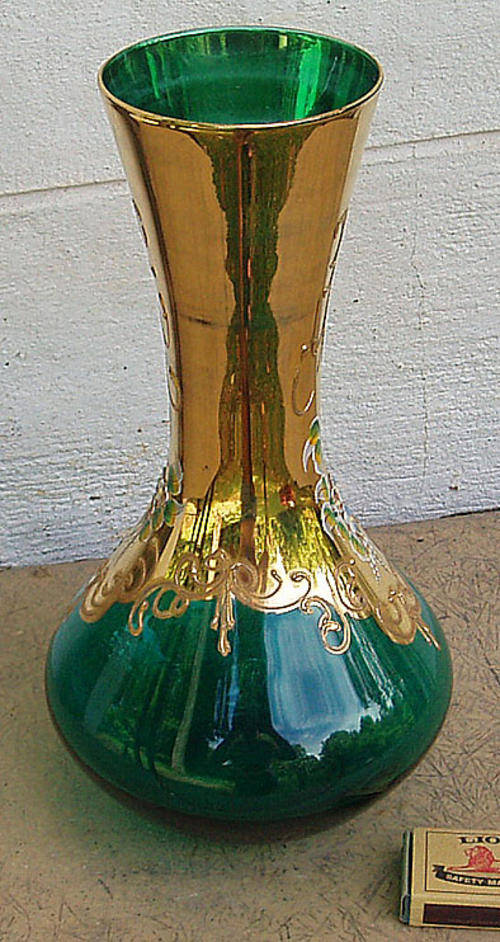 Vases EXTRA LARGE NORLEANS CRYSTAL VASE GOLD OVERLAY