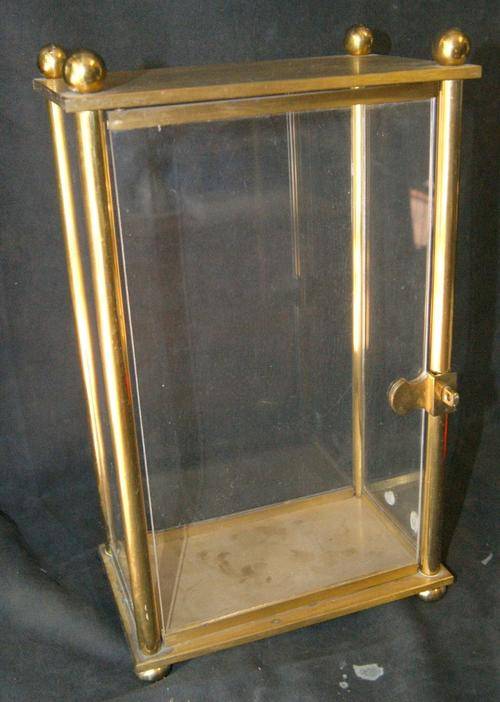 Metal Vintage Solid Brass Display Case with Glass Panels was sold for