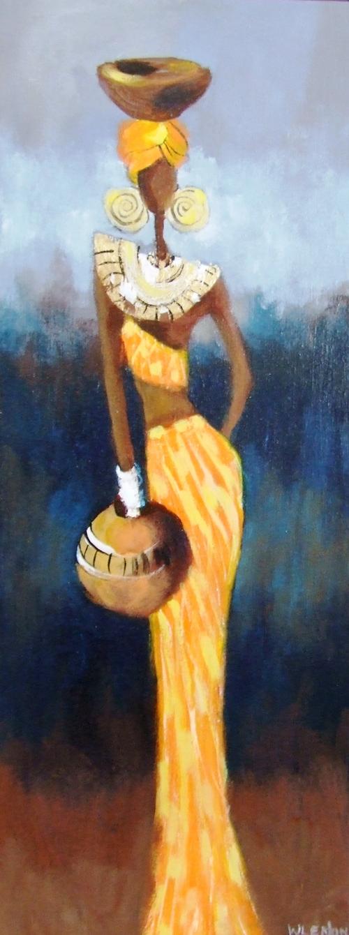 acrylic canvas african figure orange hung acrylics cape town studio bidorbuy za