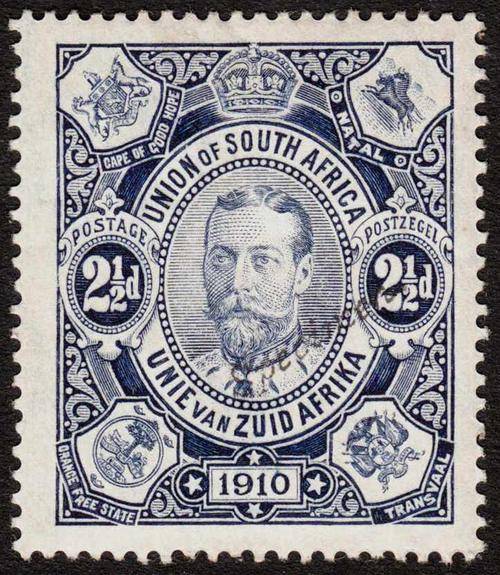 Union of South Africa SA 1910 FIRST UNION STAMP 21/2d BLUE