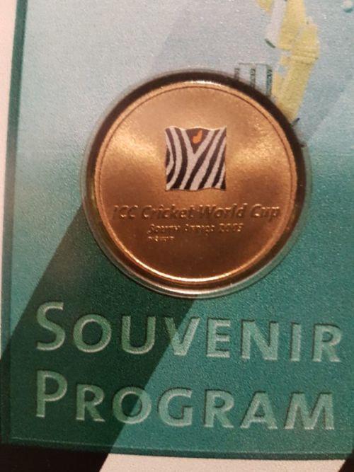Framed ICC Cricket World Cup South Africa 2003 Souvenir Program and Medallion