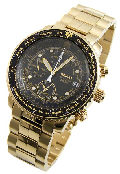 Men's Watches - Ultimate luxury SEIKO gold Pilot Flightmaster Sliderule alarm chronograph! was sold for R2,865.00 on 15 May at 17:43 by Fat dog trading Mossel Bay (ID:146678202)