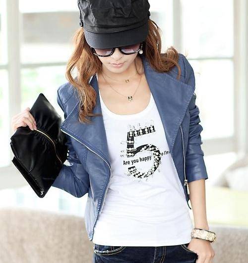 Jackets & Coats Faux Leather Jackets ZipUp Cropped PU Leather Biker