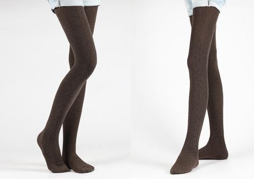 Dark Brown Knitted Winter Tights