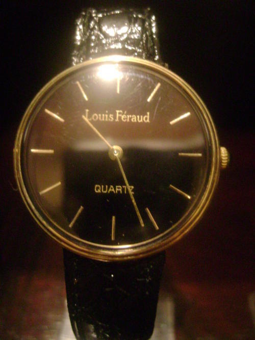 Louis Feraud Watch Gold Tone Black Dial Tested New Battery