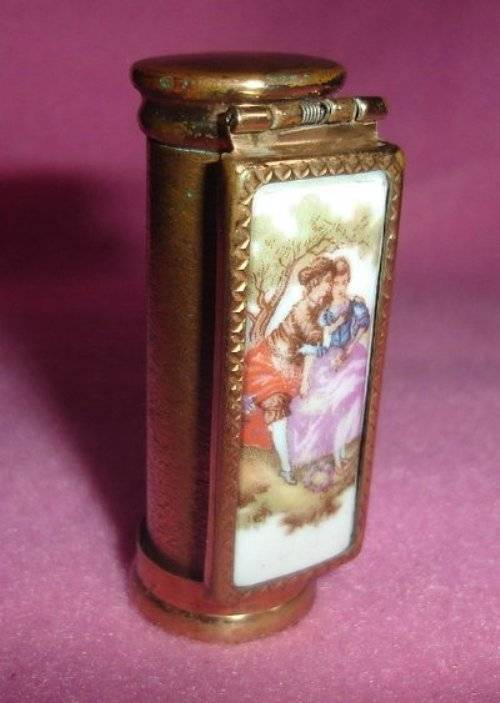Other Antiques & Collectables VINTAGE BRASS LIMOGES LIPSTICK HOLDER