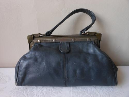 Handbags & Bags - VINTAGE GENUINE LEATHER NAVY GLADSTONE DOCTORS STYLE BAG HANDBAG was sold for ...