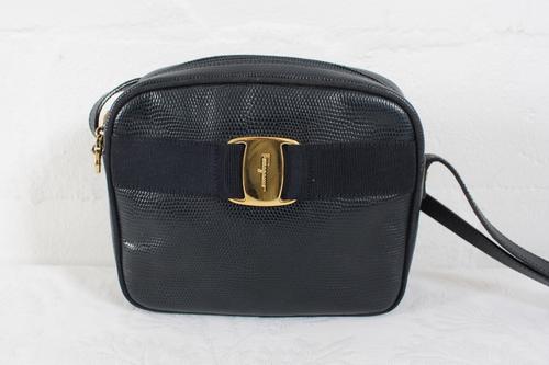 Handbags & Bags - *SALVATORE FERRAGAMO* DESIGNER VINTAGE LEATHER NAVY SLING BAG HANDBAG was sold ...