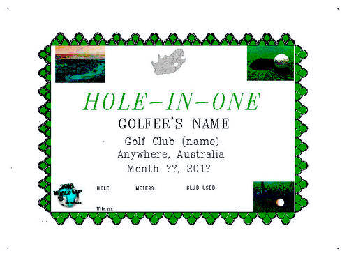 Posters - Personalized award certificate - 216 x 279 - HOLE IN ONE was ...