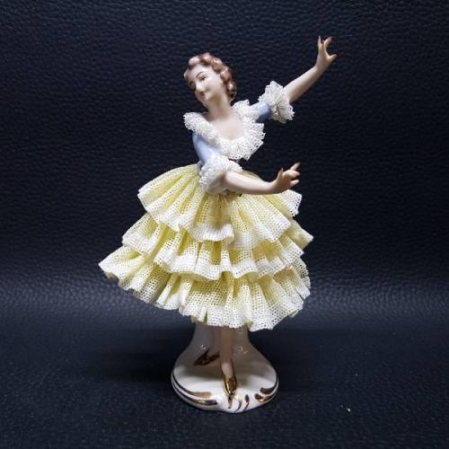 German Porcelain Antique Dresden German Lace Porcelain Ballerina