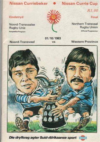 Rugby CURRIE CUP RUGBY FINAL 1983 NORTHERN TRANSVAAL VS WESTERN