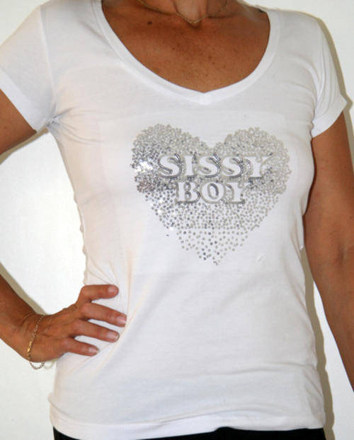 Tshirts & Tops Sissy Boy White Sequinned Heart Tee Shirt size 34