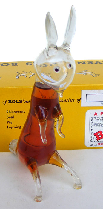 Sought after 1960S BOLS Hand blown glass animal miniature liqueur -Apricot  liqueur - Hare