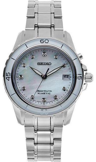 Womens Watches Ladies Seiko Sporura Kinetic 11 White Diamonds Watch