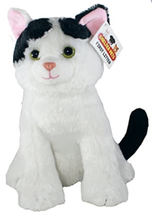 black and white cat plush toy