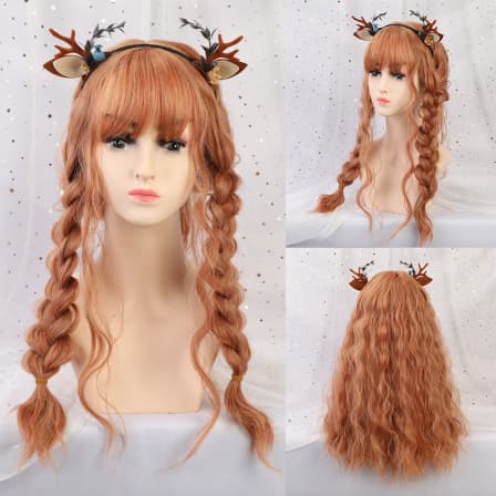 Wigs - 22 Synthetic Hair Women Wigs Long Curly with Bangs Wig Orange
