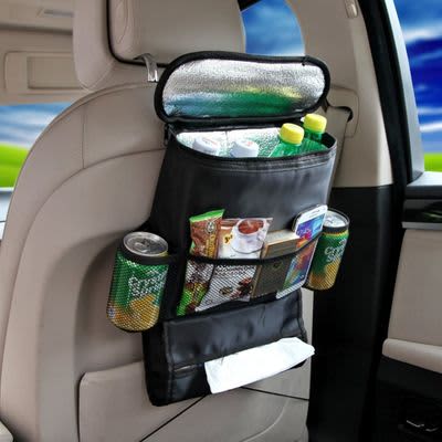 Car Back Seat Organizer with Drinks Cooler (Black)