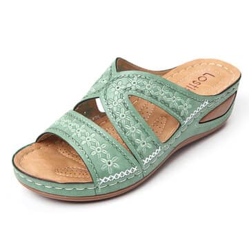 lostisy handmade stitching hollow casual comfy sandals