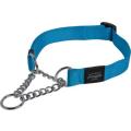 Rogz Utility Snake Obedience Half-Check Dog Collar - Medium 16mm (Turquoise Reflective)