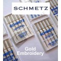 Schmetz Needles - Gold Embroidery - 7511 Schmetz Gold Embroidery 130/705 HET Titanium Nitride coatin