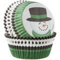 Wilton 75pc Snowman Green Christmas Standard Paper Cupcake Liners Baking Cups