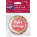 Wilton 75pc Happy Holidays Christmas Standard Cupcake Muffin Baking Cup Cases