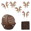 Wilton 48pc Reindeer Cupcake Case Antler Picks Chocolate Sprinkle Decorating Kit