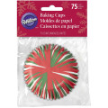 Wilton 75pc Red Green White Assorted Christmas Cupcake Liners Baking Cup Cases