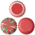 Wilton 75pc Red Green White Assorted Christmas Cupcake Liners Baking Cup Cases
