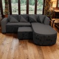 Bull Nose Corner Couch - Grey - Printed