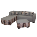 Bull Nose Corner Couch - Grey - Printed Grey