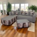 Bull Nose Corner Couch - Grey - Printed Grey
