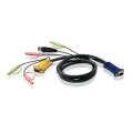 Aten 3M Usb Kvm Cable W Audio - Sphd15 & Audio To Vga Usb & Audio. (Speaker & Mic Support).