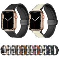 Magnetic Folding Silicone Leather Watch Band For Apple Watch Series 9&8&7 41mm / SE 3&SE 2&6&SE&5&4