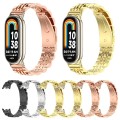 For Xiaomi Mi Band 8 Mijobs Seven Bead Stainless Steel Watch Band(Rose Gold+Light Gold)