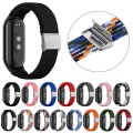 For Xiaomi Mi Band 8 Adjustable Nylon Braided Steel Buckle Watch Band(Red Black)