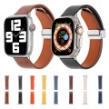 For Apple Watch SE 40mm Magnetic Buckle Skin Feel Leather Watch Band(Dark Blue)