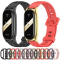 For Xiaomi Mi Band 8 Mijobs Plus Case Flat Hole Silicone Watch Band(Black Silver)