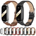 For Xiaomi Mi Band 8 Mijobs Plus Case Microfiber PU Leather Watch Band(Brown Gold)