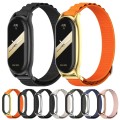 For Xiaomi Mi Band 8 Mijobs Plus Case Nylon Breathable Watch Band(Black Silver)