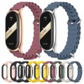 For Xiaomi Mi Band 8 Mijobs Plus Case Marine Silicone Breathable Watch Band(Pink Rose Gold)