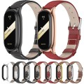 For Xiaomi Mi Band 8 Mijobs Plus Case Genuine Leather Watch Band(Black)